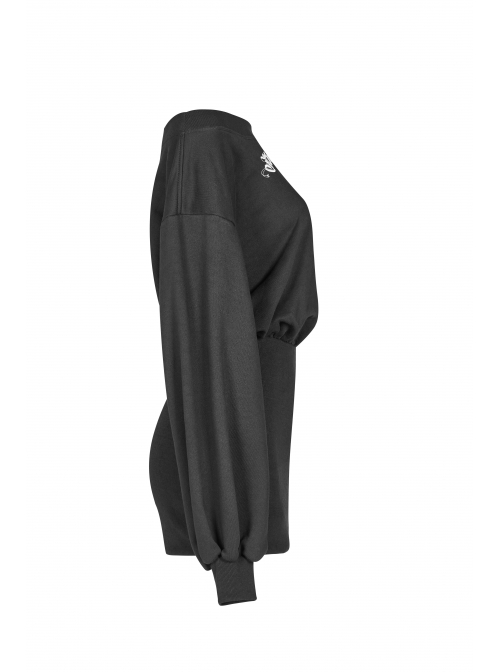 Steam Punk Female Casual Printed Hoodie High Waist Dress