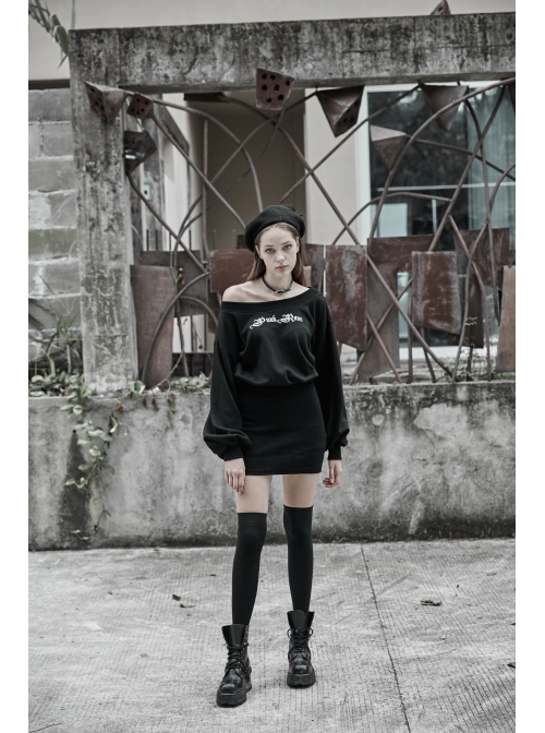 Steam Punk Female Casual Printed Hoodie High Waist Dress