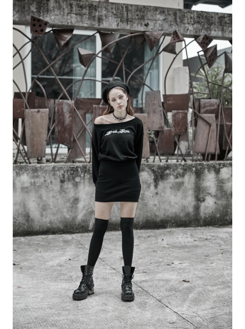 Steam Punk Female Casual Printed Hoodie High Waist Dress