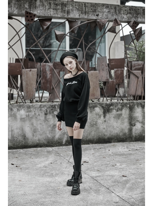 Steam Punk Female Casual Printed Hoodie High Waist Dress