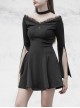 Gothic Female Dark Lunar Hollow V-neck High Waist Dress