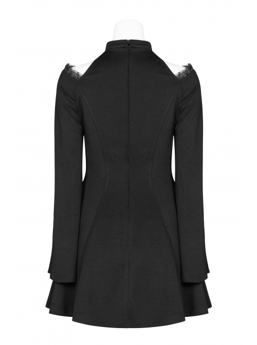 Gothic Female Dark Lunar Hollow V-neck High Waist Dress