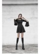 Gothic Female Dark Lunar Hollow V-neck High Waist Dress
