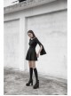 Gothic Female Dark Lunar Hollow V-neck High Waist Dress