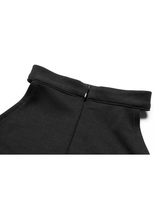Gothic Female Dark Lunar Hollow V-neck High Waist Dress