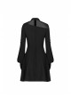 Steam Punk Female Black Mesh Stitching High Waist Pleated Dress