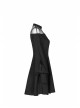 Steam Punk Female Black Mesh Stitching High Waist Pleated Dress
