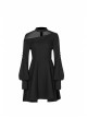 Steam Punk Female Black Mesh Stitching High Waist Pleated Dress