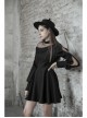Steam Punk Female Black Mesh Stitching High Waist Pleated Dress