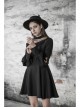Steam Punk Female Black Mesh Stitching High Waist Pleated Dress