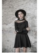 Steam Punk Female Black Mesh Stitching High Waist Pleated Dress