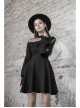 Steam Punk Female Black Mesh Stitching High Waist Pleated Dress