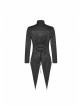 Stand-Up Collar Front Chest Paste Lace Retro Button Back Waist Lace-Up Dovetail Hem Black Gothic Jacquard Coat
