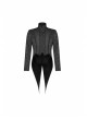 Stand-Up Collar Front Chest Paste Lace Retro Button Back Waist Lace-Up Dovetail Hem Black Gothic Jacquard Coat