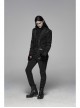 Stand-Up Collar Front Chest Paste Lace Retro Button Back Waist Lace-Up Dovetail Hem Black Gothic Jacquard Coat