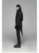 Stand-Up Collar Front Chest Paste Lace Retro Button Back Waist Lace-Up Dovetail Hem Black Gothic Jacquard Coat