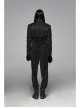 Stand-Up Collar Front Chest Paste Lace Retro Button Back Waist Lace-Up Dovetail Hem Black Gothic Jacquard Coat