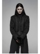 Stand-Up Collar Front Chest Paste Lace Retro Button Back Waist Lace-Up Dovetail Hem Black Gothic Jacquard Coat