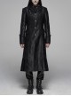 Stand-Up Collar Front Metal Retro Button Lace Cuff Black Gothic Floral Jacquard Long Coat