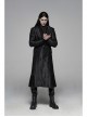 Stand-Up Collar Front Metal Retro Button Lace Cuff Black Gothic Floral Jacquard Long Coat