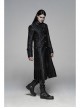 Stand-Up Collar Front Metal Retro Button Lace Cuff Black Gothic Floral Jacquard Long Coat
