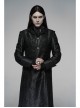 Stand-Up Collar Front Metal Retro Button Lace Cuff Black Gothic Floral Jacquard Long Coat
