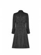 Front Button Metal Eyelets Lace-Up Long Sleeve Black Gothic Jacquard Silhouette Long Coat