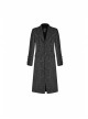 Front Button Metal Eyelets Lace-Up Long Sleeve Black Gothic Jacquard Silhouette Long Coat