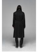 Front Button Metal Eyelets Lace-Up Long Sleeve Black Gothic Jacquard Silhouette Long Coat