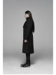 Front Button Metal Eyelets Lace-Up Long Sleeve Black Gothic Jacquard Silhouette Long Coat