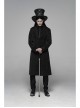 Front Button Metal Eyelets Lace-Up Long Sleeve Black Gothic Jacquard Silhouette Long Coat