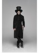 Front Button Metal Eyelets Lace-Up Long Sleeve Black Gothic Jacquard Silhouette Long Coat
