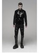 Stand-Up Collar Shoulder Hasp Front Metal Button Black Punk Woven Bright Lacquer Leather Vest