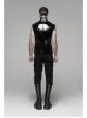 Stand-Up Collar Shoulder Hasp Front Metal Button Black Punk Woven Bright Lacquer Leather Vest