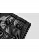Stand-Up Collar Shoulder Hasp Front Metal Button Black Punk Woven Bright Lacquer Leather Vest