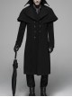 Front Metal Button Shoulder Cloak Back Waist Hasp Black Gothic Coat