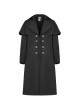 Front Metal Button Shoulder Cloak Back Waist Hasp Black Gothic Coat