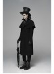 Front Metal Button Shoulder Cloak Back Waist Hasp Black Gothic Coat