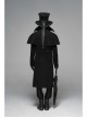 Front Metal Button Shoulder Cloak Back Waist Hasp Black Gothic Coat