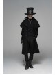 Front Metal Button Shoulder Cloak Back Waist Hasp Black Gothic Coat