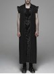 Front Chest Metal Retro Buckle Splice Print Black Gothic Chinese Style Long WaistCoat