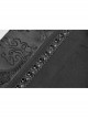 Front Chest Metal Retro Buckle Splice Print Black Gothic Chinese Style Long WaistCoat