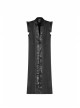 Front Chest Metal Retro Buckle Splice Print Black Gothic Chinese Style Long WaistCoat