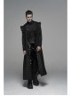 Front Chest Metal Retro Buckle Splice Print Black Gothic Chinese Style Long WaistCoat