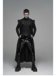 Front Chest Metal Retro Buckle Splice Print Black Gothic Chinese Style Long WaistCoat
