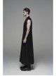 Front Chest Metal Retro Buckle Splice Print Black Gothic Chinese Style Long WaistCoat