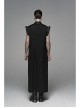 Front Chest Metal Retro Buckle Splice Print Black Gothic Chinese Style Long WaistCoat