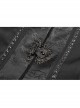 Front Chest Metal Retro Buckle Splice Print Black Gothic Chinese Style Long WaistCoat