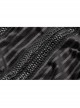 High Collar Front Metal Retro Button Bubble Sleeve Black Stripe Gothic Velvet Short Shirt