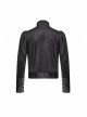 High Collar Front Metal Retro Button Bubble Sleeve Black Stripe Gothic Velvet Short Shirt
